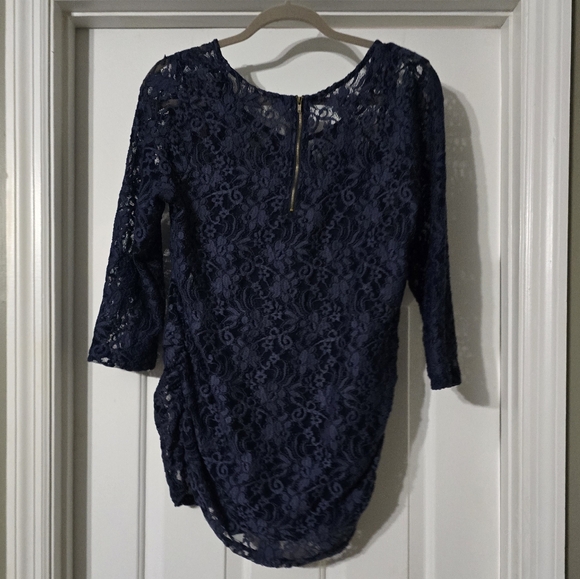 Jessica Simpson Maternity Blue Lace Blouse - Picture 7 of 8